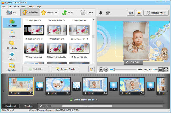 Browse through baby slideshow templates