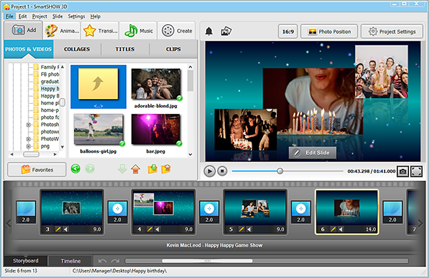 Add photos and video clips