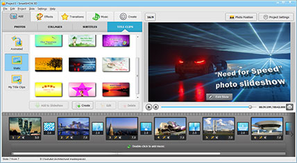 Title clips in SmartSHOW 3D