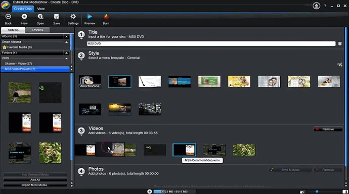 Use MediaShow to organize your slideshow files