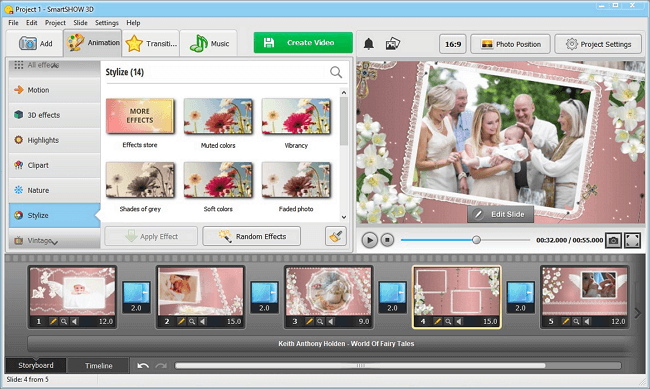 Create a Christening photo slideshow with music
