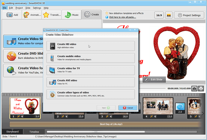 Convert your wedding anniversary slideshow to a video