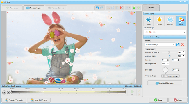 Apply beautiful effects to your Easter slideshow