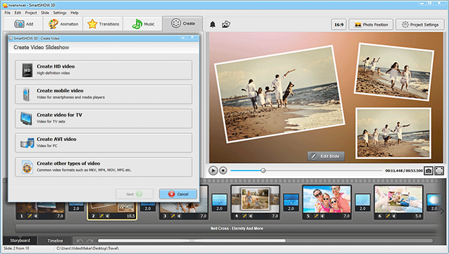 Create slideshow with music on Windows 8
