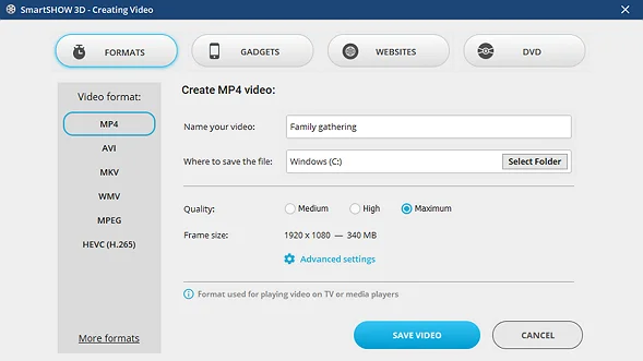 Export your slideshow